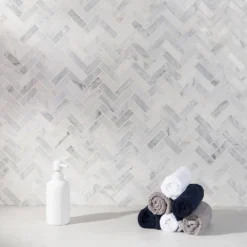 Oriental Sculpture Herringbone 12 in. x 12 in. x 8 mm Marble Mosaic Floor and Wall Tile by Ivy Hill Tile -The Elite Tile Sales Store asian statuary ivy hill tile marble tile ext3rd100228 1f 1000