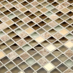 Warm Topaz Beige/Cream 11.75 in. x 11.75 in. Glass Mosaic Tile (9.588 sq. ft./Case) by Jeffrey Court -The Elite Tile Sales Store beige cream jeffrey court glass tile 99414 1d 1000