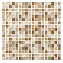 Warm Topaz Beige/Cream 11.75 in. x 11.75 in. Glass Mosaic Tile (9.588 sq. ft./Case) by Jeffrey Court