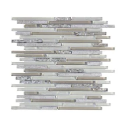 Golden Horizon Beige/Cream 11.5 in. x 11.625 in. Interlocking Glass/Stone/Metal Wall Mosaic Tile (9.32 sq. ft./Case) by Jeffrey Court