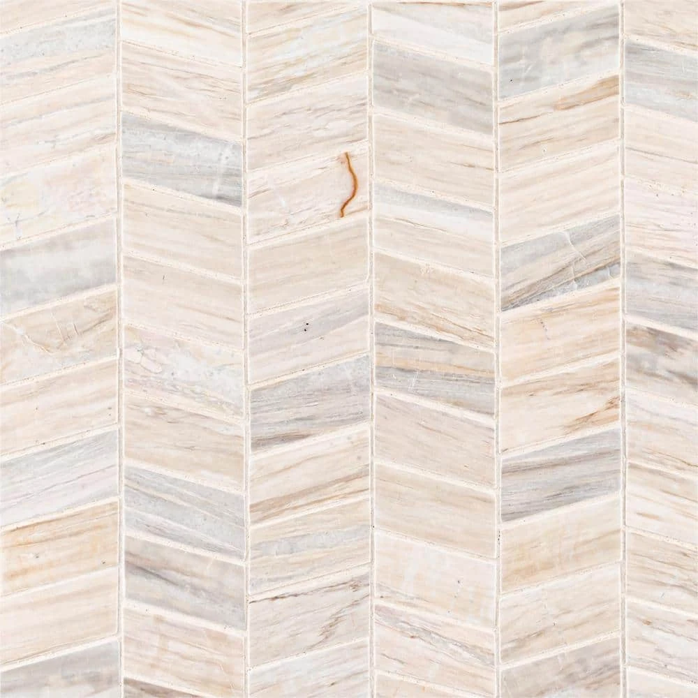 Weekender Beige/Cream 10.125 in. x 12.125 in. Chevron Polished Marble Wall and Floor Mosaic Tile (0.852 sq. ft./Each) by Jeffrey Court 7 Weekender Beige/Cream 10.125 in. x 12.125 in. Chevron Polished Marble Wall and Floor Mosaic Tile (0.852 sq. ft./Each) by Jeffrey Court - Image 5