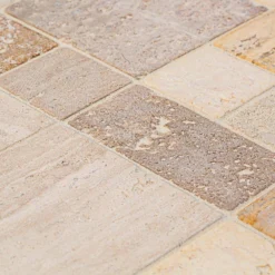 Brick Medley Beige 11.875 in. x 11.875 in. Honed Travertine Wall and Floor Mosaic Tile (0.979 sq. ft./Each) by Jeffrey Court -The Elite Tile Sales Store beige cream jeffrey court mosaic tile 99036 1d 1000
