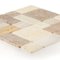 Brick Medley Beige 11.875 in. x 11.875 in. Honed Travertine Wall and Floor Mosaic Tile (0.979 sq. ft./Each) by Jeffrey Court -The Elite Tile Sales Store beige cream jeffrey court mosaic tile 99036 66 1000