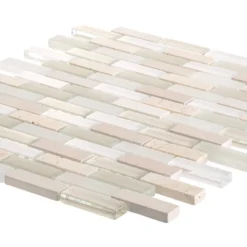 Cottage Ridge Mini Brick Beige 9.75 in. x 12 in. Interlocking Glass/Travertine Mosaic Tile (8.12 sq. ft./Case) by Jeffrey Court -The Elite Tile Sales Store beige jeffrey court glass tile 99189 40 1000