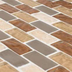 Honey Onyx Brick Beige 11.625 in. x 11.625 in. Interlocking Mixed Glass and Onyx Wall Mosaic Tile (9.38 sq. ft./Case) by Jeffrey Court -The Elite Tile Sales Store beige jeffrey court glass tile 99303 1d 1000