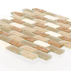 Honey Onyx Brick Beige 11.625 in. x 11.625 in. Interlocking Mixed Glass and Onyx Wall Mosaic Tile (9.38 sq. ft./Case) by Jeffrey Court -The Elite Tile Sales Store beige jeffrey court glass tile 99303 40 1000