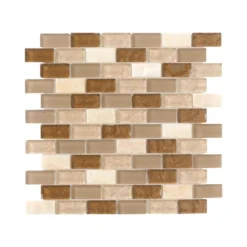 Honey Onyx Brick Beige 11.625 in. x 11.625 in. Interlocking Mixed Glass and Onyx Wall Mosaic Tile (9.38 sq. ft./Case) by Jeffrey Court