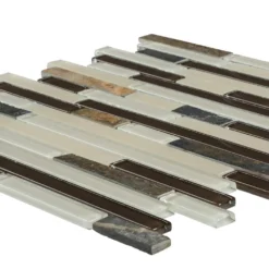 Slate Beach Beige/Cream 11.625 in. x 11.625 in. Interlocking Gloss/Matte Glass and Slate Mosaic Tile (14.07 sq.ft./Case) by Jeffrey Court -The Elite Tile Sales Store beige jeffrey court glass tile 99496 40 1000