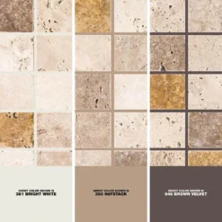 Travertine Medley 12 in. x 12 in. Cream/ Taupe Honed Travertine Wall and Floor Mosaic Tile (1 Sq.Ft./Each) by Jeffrey Court -The Elite Tile Sales Store beige jeffrey court mosaic tile 83016 1d 1000
