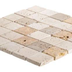Travertine Medley 12 in. x 12 in. Cream/ Taupe Honed Travertine Wall and Floor Mosaic Tile (1 Sq.Ft./Each) by Jeffrey Court -The Elite Tile Sales Store beige jeffrey court mosaic tile 83016 a0 1000
