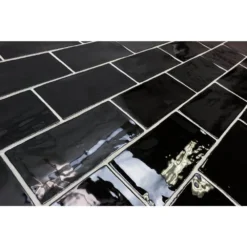 Catalina Black 3 in. x 6 in. Polished Ceramic Subway Wall Tile (5.38 sq.ft./case) by Ivy Hill Tile -The Elite Tile Sales Store black ivy hill tile ceramic tile ext3rd101722 fa 1000