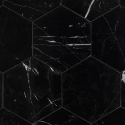 Blackout Hexagon Nero Marquina 10 in. x 10 in. Marble Floor and Wall Tile (6 sq. ft./Case) by Ivy Hill Tile -The Elite Tile Sales Store black ivy hill tile marble tile ext3rd105090 44 1000