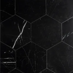 Blackout Hexagon Nero Marquina 10 in. x 10 in. Marble Floor and Wall Tile (6 sq. ft./Case) by Ivy Hill Tile -The Elite Tile Sales Store black ivy hill tile marble tile ext3rd105090 76 1000