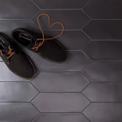 Russell Black 4 in. x 12 in. Matte Porcelain Picket Floor and Wall Tile (10.76 sq. ft./Case) by Ivy Hill Tile -The Elite Tile Sales Store black ivy hill tile porcelain tile ext3rd101544 31 1000