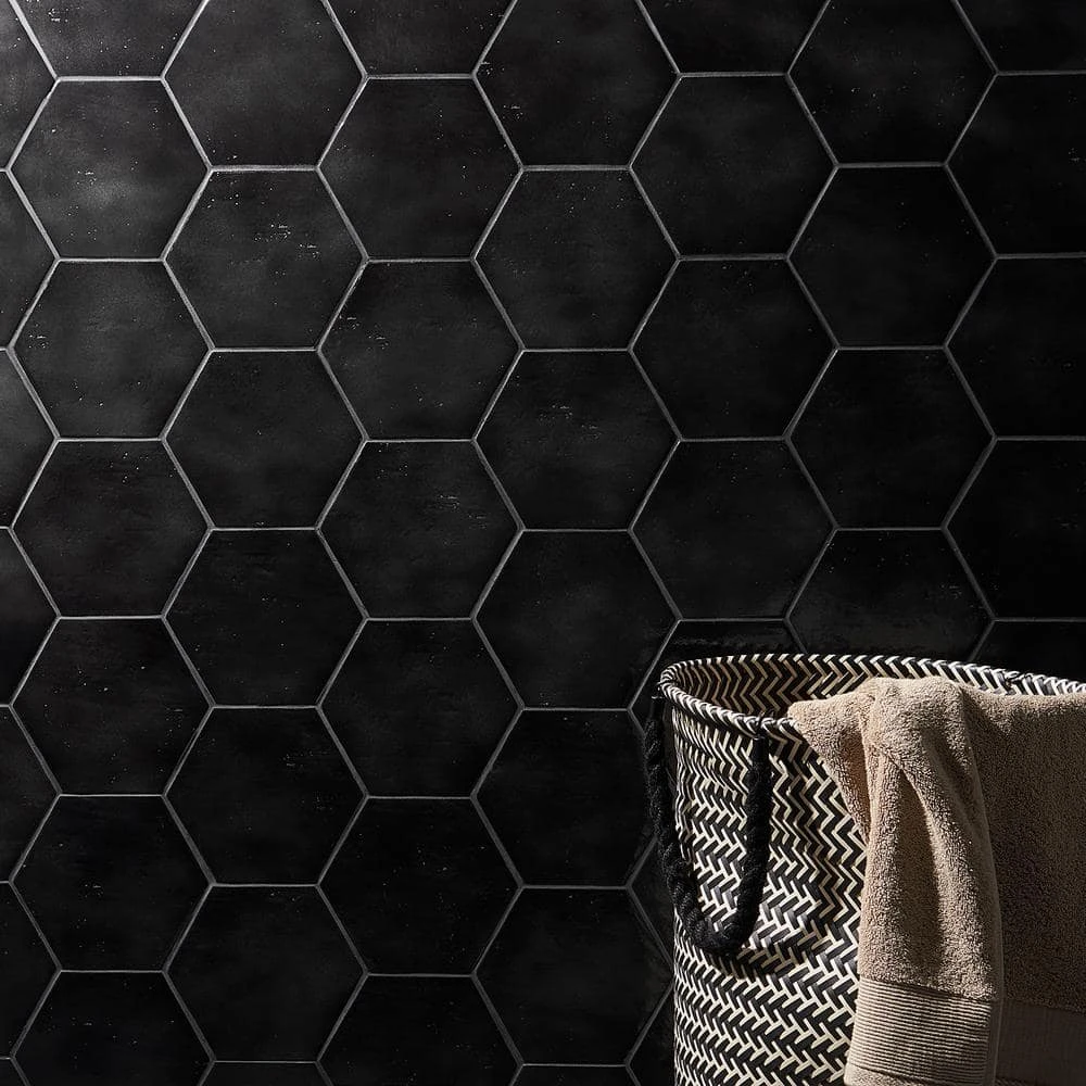 Appaloosa Black Hexagon 7 in. x 8 in. Porcelain Floor and Wall Tile (10.76 sq. ft./Case) by Ivy Hill Tile 4 Appaloosa Black Hexagon 7 in. x 8 in. Porcelain Floor and Wall Tile (10.76 sq. ft./Case) by Ivy Hill Tile - Image 2