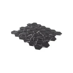 Hollow 2 in. Hex Black 12.375 in. x 10.75 in. Hexagon Gloss Glass Mosaic Wall Tile (18.47 sq. ft./Case) by Jeffrey Court -The Elite Tile Sales Store black jeffrey court glass tile 13068 40 1000