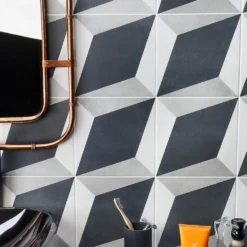 Sintra Block Encaustic 9 in. x 9 in. x 10mm Mate Porcelain Floor and Wall Tile (20 pieces / 10.65 sq. ft. / box) by Ivy Hill Tile -The Elite Tile Sales Store block ivy hill tile porcelain tile ext3rd101331 a0 1000