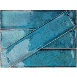 Moze Blue 3 in. x 12 in. 9 mm Ceramic Wall Tile (22-piece 5.38 sq. ft./ Box) by Ivy Hill Tile -The Elite Tile Sales Store blue ivy hill tile ceramic tile ext3rd100048 44 1000
