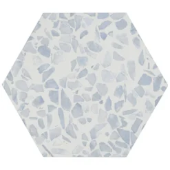 Fusion Hex Blue Terrazzo 9.13 in. x 10.51 in. Matte Porcelain Floor and Wall Tile (8.07 sq.ft. / Case) by Ivy Hill Tile