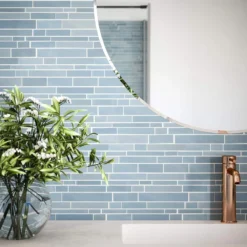 Polar Orbit Blue 11.625 in. x 11.625 in. Interlocking Glossy Glass Mosaic Wall Tile (18.77 sq. ft./Case) by Jeffrey Court -The Elite Tile Sales Store blue jeffrey court glass tile 13014 a0 1000