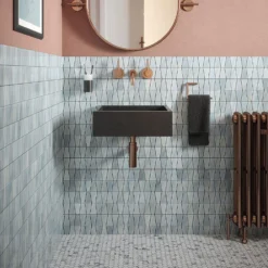 Orbit Trapazoid Blue 12.25 in. x 12.125 in. Trapezoid Gloss Glass Mosaic Wall Tile (20.63 sq. ft./Case) by Jeffrey Court -The Elite Tile Sales Store blue jeffrey court glass tile 13076 44 1000