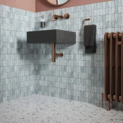 Orbit Trapazoid Blue 12.25 in. x 12.125 in. Trapezoid Gloss Glass Mosaic Wall Tile (20.63 sq. ft./Case) by Jeffrey Court -The Elite Tile Sales Store blue jeffrey court glass tile 13076 c3 1000