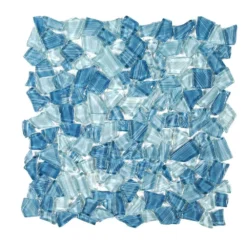 Seaglass Pebble Blue 11.875 in. x 11.875 in. Glossy Glass Mosaic Tile (0.979 sq. ft./Each) by Jeffrey Court