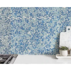 Seaglass Pebble Blue 11.875 in. x 11.875 in. Glossy Glass Mosaic Tile (0.979 sq. ft./Each) by Jeffrey Court -The Elite Tile Sales Store blue jeffrey court glass tile 95709 c3 1000