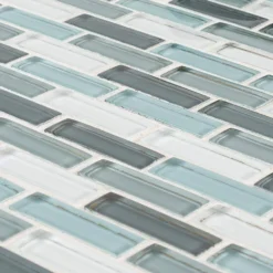 Malibu Breeze Blue 9.75 in. x 11.875 in. Interlocking Glossy Glass Mosaic Tile (8.04 sq. ft./Case) by Jeffrey Court -The Elite Tile Sales Store blue jeffrey court glass tile 98441 1d 1000