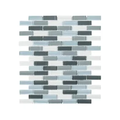 Malibu Breeze Blue 9.75 in. x 11.875 in. Interlocking Glossy Glass Mosaic Tile (8.04 sq. ft./Case) by Jeffrey Court