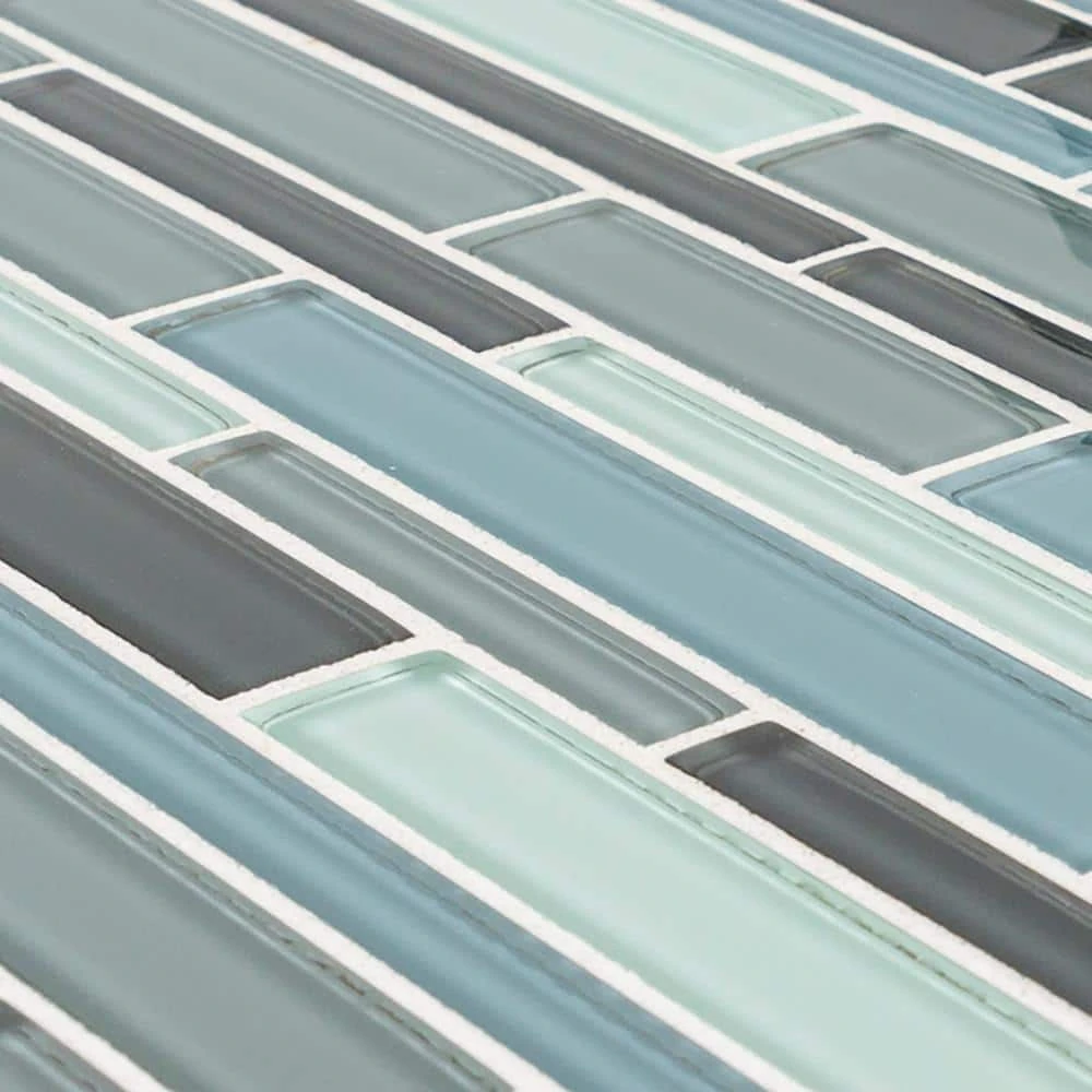 Stratosphere Blue Pencil 12.875 in. x 12.375 in. Interlocking Glossy Glass Mosaic Tile (11.06 sq. ft./Case) by Jeffrey Court 7 Stratosphere Blue Pencil 12.875 in. x 12.375 in. Interlocking Glossy Glass Mosaic Tile (11.06 sq. ft./Case) by Jeffrey Court - Image 5