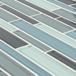 Stratosphere Blue Pencil 12.375 in. x 12.875 in. Interlocking Glossy Glass Mosaic Tile (1.106 sq. ft./Each) by Jeffrey Court -The Elite Tile Sales Store blue jeffrey court glass tile 99148 fa 1000