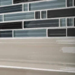 Blue Zephyr Pencil 11.875 in. x 11.125 in. Interlocking Gloss Glass Wall Mosaic Tile (9.17 sq. ft./Case) by Jeffrey Court -The Elite Tile Sales Store blue jeffrey court glass tile 99172 a0 1000