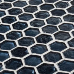 Mermaid Lagoon Blue 11.375 in. x 10.875 in. Hexagon Gloss Glass Wall Mosaic Tile (12.88 sq. ft./Case) by Jeffrey Court 12 Mermaid Lagoon Blue 11.375 in. x 10.875 in. Hexagon Gloss Glass Wall Mosaic Tile (12.88 sq. ft./Case) by Jeffrey Court -The Elite Tile Sales Store blue jeffrey court glass tile 99301 1d 1000