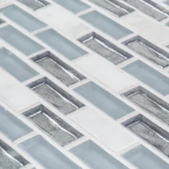 Alaskan Chill Blue 11.5 in. x 11.625 in. Interlocking Mixed Glass and Stone Mosaic Tile (14.83 sq. ft./Case) by Jeffrey Court -The Elite Tile Sales Store blue jeffrey court glass tile 99394 1d 1000