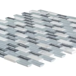 Alaskan Chill Blue 11.5 in. x 11.625 in. Interlocking Mixed Glass and Stone Mosaic Tile (14.83 sq. ft./Case) by Jeffrey Court -The Elite Tile Sales Store blue jeffrey court glass tile 99394 40 1000