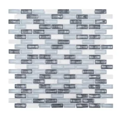 Alaskan Chill Blue 11.5 in. x 11.625 in. Interlocking Mixed Glass and Stone Mosaic Tile (14.83 sq. ft./Case) by Jeffrey Court