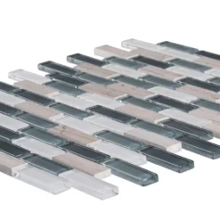 Dolphin Tail Blue 9.75 in. x 11.875 in. Interlocking Gloss Glass and Natural Stone Mosaic Wall Tile (12.06 sq. ft./Case) by Jeffrey Court -The Elite Tile Sales Store blue jeffrey court glass tile 99492 40 1000