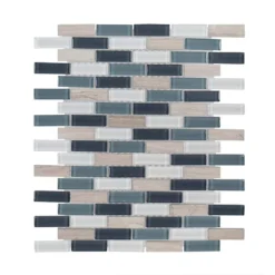Dolphin Tail Blue 9.75 in. x 11.875 in. Interlocking Gloss Glass and Natural Stone Mosaic Wall Tile (12.06 sq. ft./Case) by Jeffrey Court