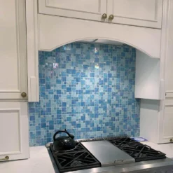 Aqua Blue Sky French Pattern 11.62 in. x 11-3/4 in. x 5 mm Glass Mosaic Tile by Ivy Hill Tile -The Elite Tile Sales Store blue sky ivy hill tile glass tile ext3rd104496 1f 1000