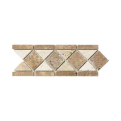 Tumbled Noce Listello 4 in. x 12 in. Decorative Accent Travertine Floor and Wall Tile by Jeffrey Court
