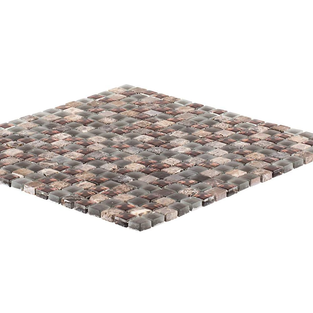 Italian Fossil Foil Brown 11.75 in. x 11.75 in. Square Glass and Marble Wall Mosaic Tile (9.58 sq. ft./Case) by Jeffrey Court 5 Italian Fossil Foil Brown 11.75 in. x 11.75 in. Square Glass and Marble Wall Mosaic Tile (9.58 sq. ft./Case) by Jeffrey Court - Image 3