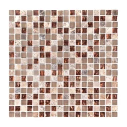 Italian Fossil Foil Brown 11.75 in. x 11.75 in. Square Glass and Marble Wall Mosaic Tile (9.58 sq. ft./Case) by Jeffrey Court