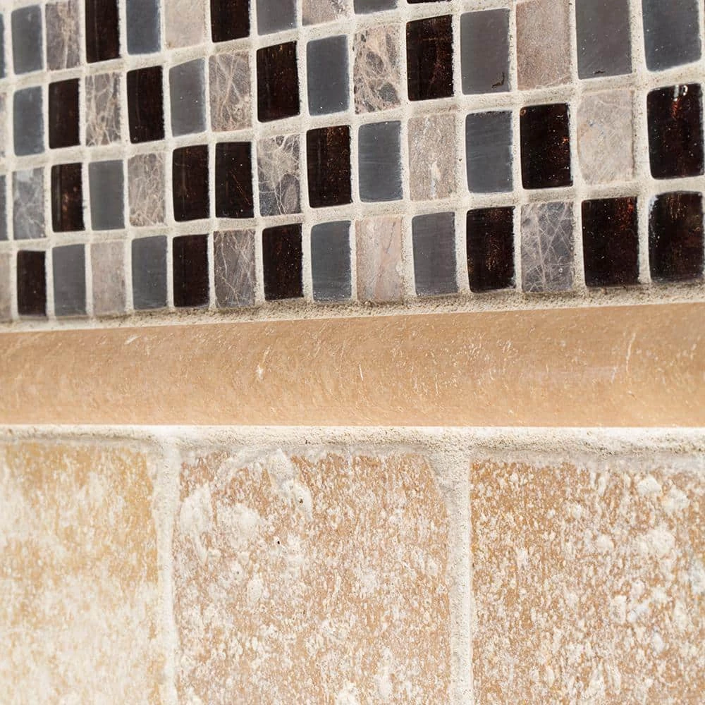 Italian Fossil Foil Brown 11.75 in. x 11.75 in. Square Glass and Marble Wall Mosaic Tile (9.58 sq. ft./Case) by Jeffrey Court 6 Italian Fossil Foil Brown 11.75 in. x 11.75 in. Square Glass and Marble Wall Mosaic Tile (9.58 sq. ft./Case) by Jeffrey Court - Image 4