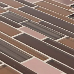Gold Drop Brown 10.75 in. x 11.75 in. Interlocking Gloss Glass and Matte Metal Mosaic Tile (8.77 sq. ft./Case) by Jeffrey Court -The Elite Tile Sales Store brown jeffrey court glass tile 99795 1d 1000