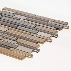 Gold Drop Brown 10.75 in. x 11.75 in. Interlocking Gloss Glass and Matte Metal Mosaic Tile (8.77 sq. ft./Case) by Jeffrey Court -The Elite Tile Sales Store brown jeffrey court glass tile 99795 40 1000