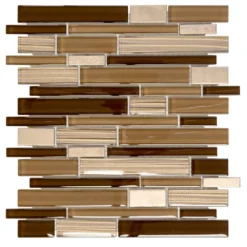 Gold Drop Brown 10.75 in. x 11.75 in. Interlocking Gloss Glass and Matte Metal Mosaic Tile (8.77 sq. ft./Case) by Jeffrey Court