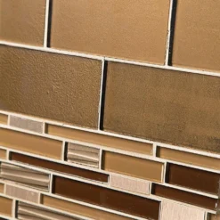 Gold Drop Brown 10.75 in. x 11.75 in. Interlocking Gloss Glass and Matte Metal Mosaic Tile (8.77 sq. ft./Case) by Jeffrey Court -The Elite Tile Sales Store brown jeffrey court glass tile 99795 a0 1000