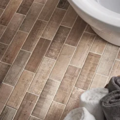 Teakwood Brown 4 in. x 12 in. Matte Porcelain Wall and Floor Tile (13.56 sq. ft./Case) by Jeffrey Court -The Elite Tile Sales Store brown jeffrey court porcelain tile 98493 40 1000