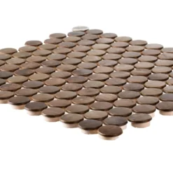 Copper Pennies Brown 11.875 in. x 11.625 in. Penny Round Brushed Metal Mosaic Tile (9.587 sq. ft./Case) by Jeffrey Court -The Elite Tile Sales Store browns tan jeffrey court metal tile 99285 40 1000